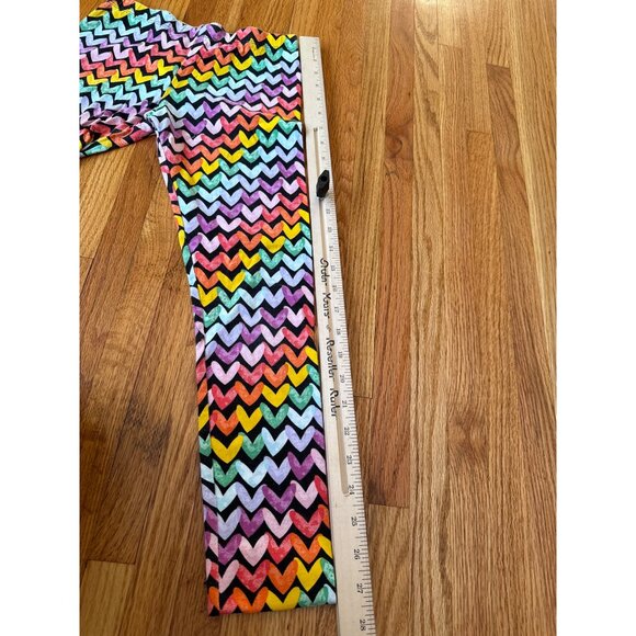 Colorful Chevron Print Girls Leggings L (10-12) Cotton/Spandex Wonder Nation - Picture 5 of 13